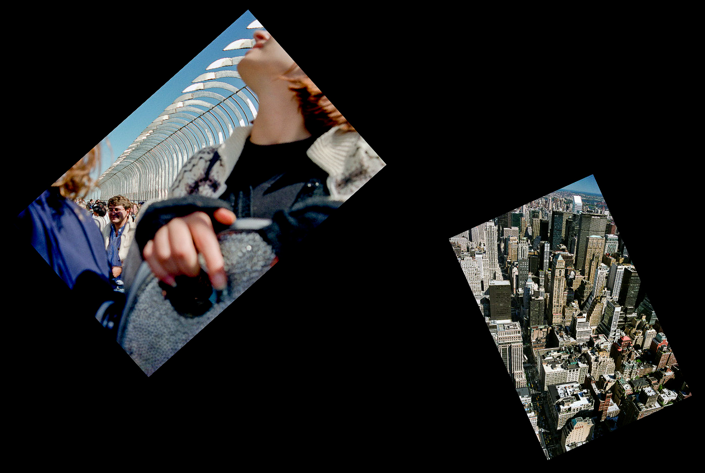 "Girl  Empire State Building", 1998, © Lewis Rogers, Contemporary Art Photography,  Contemporary Photography, Color Film Photography, 20th Century Photography, Photo-Sequence, Diptych Photography, Polyptych Photography,Triptych Photography, Postmodern Photography, 1990’s Photography, Constructivism Photography