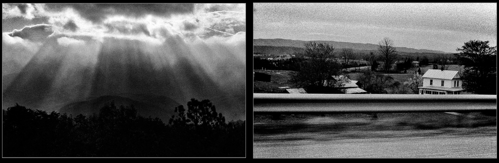 "Traveling Interstate 81", 1980, © Lewis Rogers, Contemporary Art Photography,  Contemporary Photography, Black & White Film Photography, 20th Century Photography, Photo-Sequence, Diptych Photography, Polyptych Photography, Modern Art Photography, Visual Memories Series