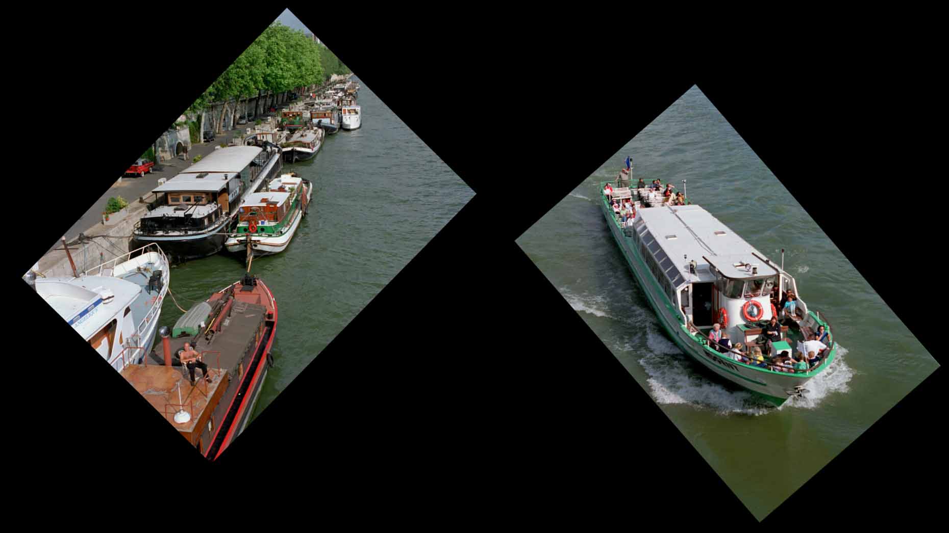 "Parisian Life",Paris France, Seine River 1997, Contemporary Art Photography,  Sequence Photography, Diptych Photography,  Color Film Photography