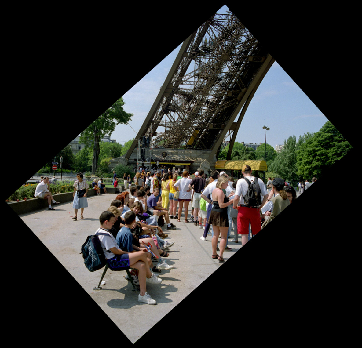 "Eiffel Tower Crowd", Paris France 1997, Contemporary Art Photography,  Color Film Photography
