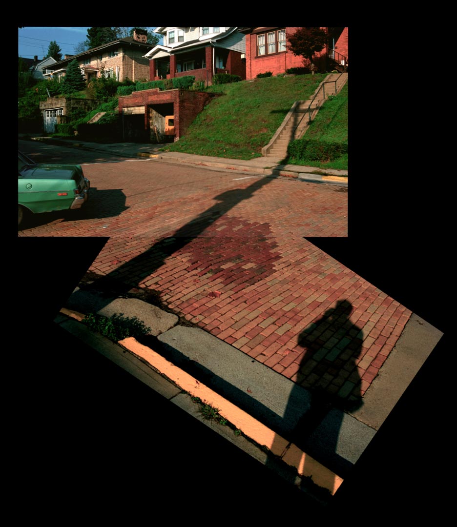 "Self-Portrait, Shadow with Passing Car", 1989, © Lewis Rogers, Contemporary Art Photography,  Contemporary Photography, Color Film Photography, 20th Century Photography, Photo-Sequence, Diptych Photography, Polyptych Photography,Triptych Photography, Postmodern Photography, 1990’s Photography, Constructivism Photography 