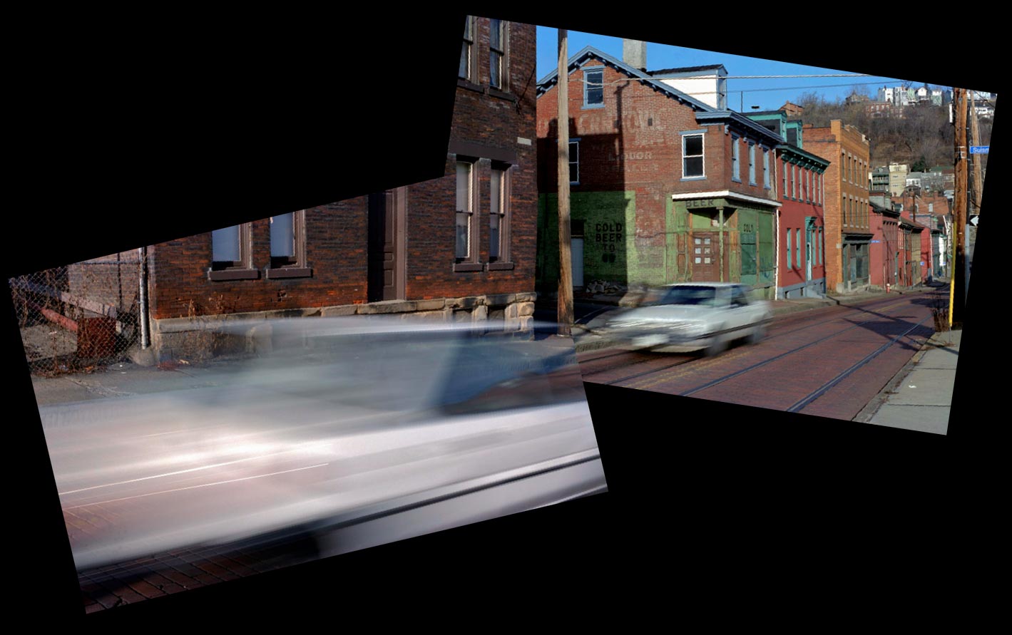  Speeding Car, North Side Pittsburgh Pennsylvania, Retinal Memories Series  1989, Contemporary Art Photography,  Sequence Photography, Street Photography, Color Film Photography