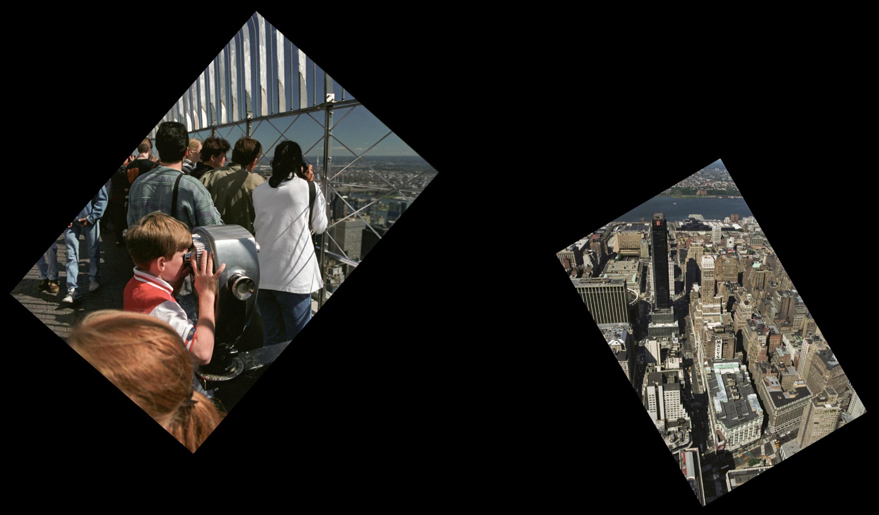  "Boy Viewing New York City", Empire State Building, 1998 , Contemporary Art Photography,  Sequence Photography, Diptych Photography,  Color Film Photography, Retinal Memories Series