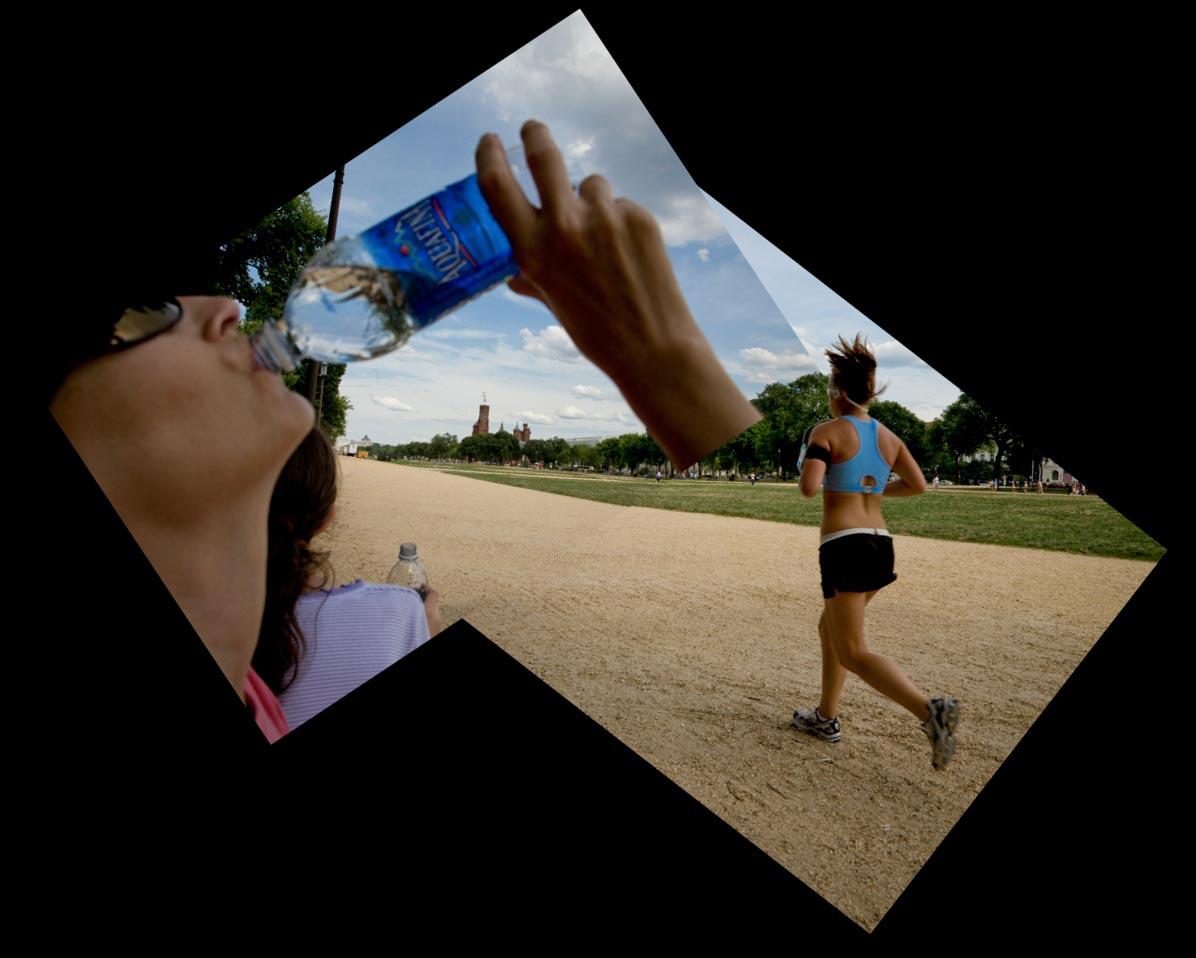 "Hot Day on the Mall",Washington D.C., 2006, Contemporary Art Photography,  Sequence Photography, Diptych Photography,  Street Photography,  Color Film Photography, Retinal Memories Series