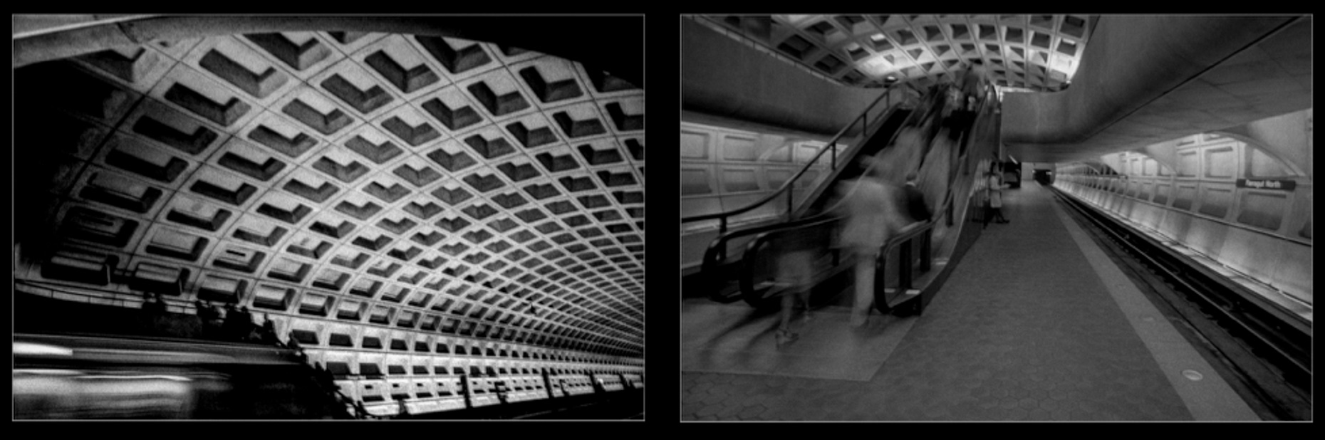 "D.C. Subway. 1977,  Contemporary Art Photography, Black & White Photography, Photo-Sequence, Diptych Photography, Visual Memories Series