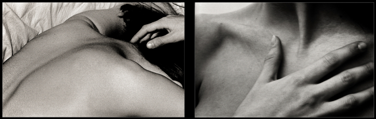 "Back and Front with Hand", 1976, © Lewis Rogers, Contemporary Art Photography,  Contemporary Photography, Black & White Film Photography, 20th Century Photography, Photo-Sequence, Diptych Photography, Polyptych Photography, Modern Art Photography, Visual Memories Series