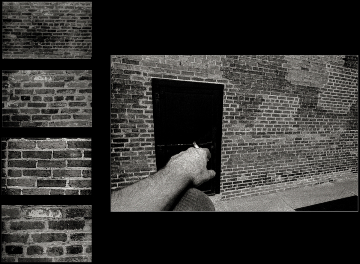 "Smoke Break in the Alley", 1976, © Lewis Rogers, Contemporary Art Photography,  Contemporary Photography, Black & White Film Photography, 20th Century Photography, Photo-Sequence, Diptych Photography, Polyptych Photography, Modern Art Photography, Visual Memories Series